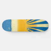 Sunshine Sunrise Retro 70s Boho Blauw Geel Persoonlijk Skateboard (Horizontaal)