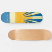 Sunshine Sunrise Retro 70s Boho Blauw Geel Persoonlijk Skateboard (Horizontaal)