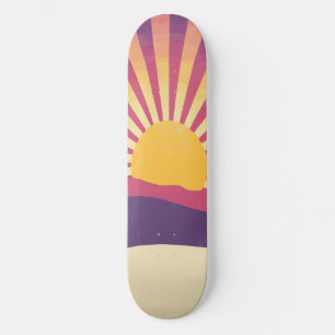 Sunshine Sunrise Retro 70s Boho Geel Paarse Persoonlijk Skateboard