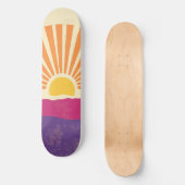 Sunshine Sunrise Retro 70s Boho Geel Paarse Persoonlijk Skateboard (Voorkant)