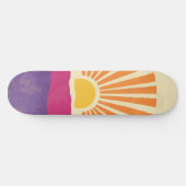 Sunshine Sunrise Retro 70s Boho Geel Paarse Persoonlijk Skateboard (Horizontaal)