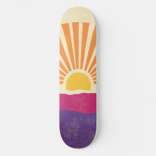 Sunshine Sunrise Retro 70s Boho Geel Paarse Persoonlijk Skateboard