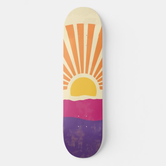 Sunshine Sunrise Retro 70s Boho Geel Paarse Persoonlijk Skateboard (Voorkant)