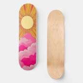 Sunshine Sunrise Retro 70s Boho Geel Roze Persoonlijk Skateboard (Voorkant)