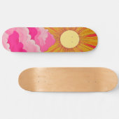 Sunshine Sunrise Retro 70s Boho Geel Roze Persoonlijk Skateboard (Horizontaal)