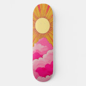 Sunshine Sunrise Retro 70s Boho Geel Roze Persoonlijk Skateboard (Voorkant)