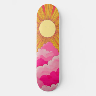 Sunshine Sunrise Retro 70s Boho Geel Roze Persoonlijk Skateboard