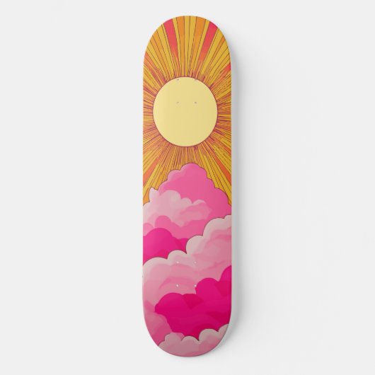 Sunshine Sunrise Retro 70s Boho Geel Roze Persoonlijk Skateboard (Voorkant)
