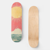 Sunshine Sunrise Retro 70s Boho Geel Roze Persoonlijk Skateboard (Voorkant)