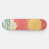 Sunshine Sunrise Retro 70s Boho Geel Roze Persoonlijk Skateboard (Horizontaal)