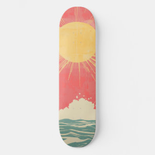 Sunshine Sunrise Retro 70s Boho Geel Roze Persoonlijk Skateboard