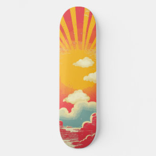 Sunshine Sunrise Retro 70s Boho Geel Roze Persoonlijk Skateboard
