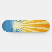 Sunshine Sunset Retro 70s Boho Blauw Geel Persoonlijk Skateboard (Horizontaal)