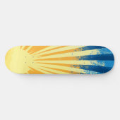 Sunshine Sunset Retro 70s Boho Blauw Geel Persoonlijk Skateboard (Horizontaal)