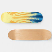 Sunshine Sunset Retro 70s Boho Blauw Geel Persoonlijk Skateboard (Horizontaal)