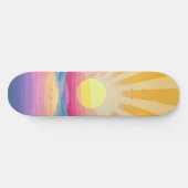 Sunshine Sunset Retro 70s Boho Blauw Geel Roze Persoonlijk Skateboard (Horizontaal)