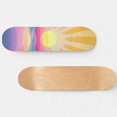 Sunshine Sunset Retro 70s Boho Blauw Geel Roze Persoonlijk Skateboard (Horizontaal)