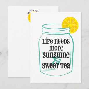 Sunshine Sweet Tea Southern Mason Jar Lemon Blauwg Bedankkaart
