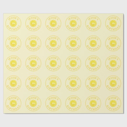 Sunshine Theme 1st Birthday Wrapping Paper – Boho Cadeaupapier (Vlak)
