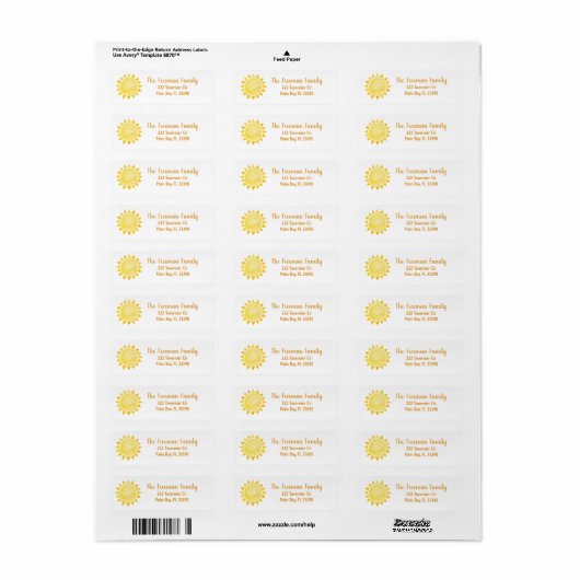 Sunshine Theme Address Label (Full Sheet)