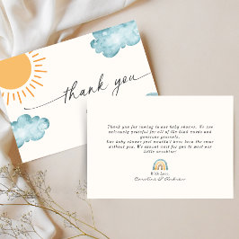 Sunshine Theme Baby shower Dank u kaart