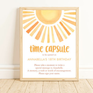 Sunshine Time Capsule 1e verjaardag gender neutraa Poster