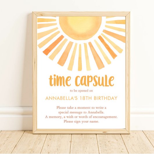 Sunshine Time Capsule 1e verjaardag gender neutraa Poster