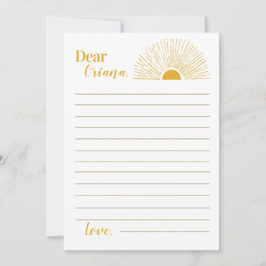 Sunshine Time Capsule Note Kaart (Voorkant)