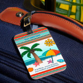 Sunshine Travel Strand Palm Tree Ocean Bagagelabel