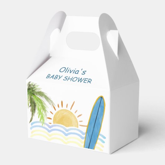 Sunshine Tropical Surfing Baby shower Bedankdoosjes (Voorkant Zijde)