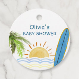 Sunshine Tropical Surfing Baby shower Bedankjes Labels