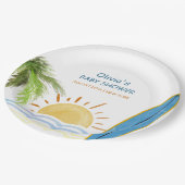 Sunshine Tropical Surfing Baby shower Papieren Bordje (Gekanteld)