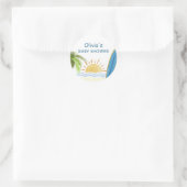 Sunshine Tropical Surfing Baby shower Ronde Sticker (Tas)