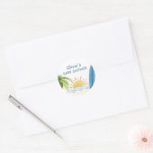Sunshine Tropical Surfing Baby shower Ronde Sticker (Envelop)
