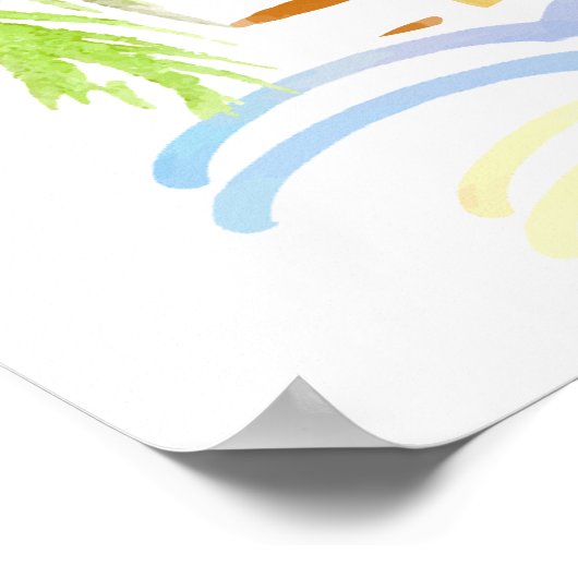 Sunshine Tropical Surfing Baby shower Welkom Poster (Hoek)