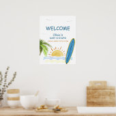 Sunshine Tropical Surfing Baby shower Welkom Poster (Keuken)