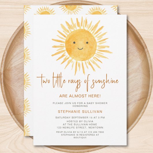 Sunshine Twins Baby shower Kaart