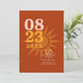 Sunshine Typografie Bruiloft Baksteen ID1048 Save The Date (Staand voorkant)