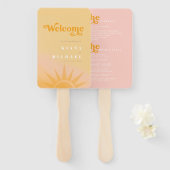 Sunshine Typografie Bruiloft Boter/Blush ID1048 Handwaaier (Voorkant en achterkant)