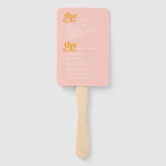 Sunshine Typografie Bruiloft Boter/Blush ID1048 Handwaaier (Achterkant)