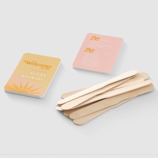 Sunshine Typografie Bruiloft Boter/Blush ID1048 Handwaaier (Niet-gemonteerd)