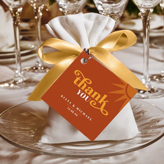 Sunshine Typografie Bruiloft Dank je Rode ID1048 Bedankjes Labels