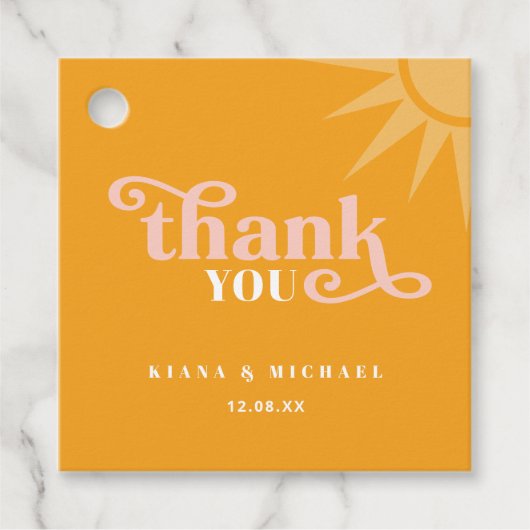 Sunshine Typografie Bruiloft Dank u Gold ID1048 Bedankjes Labels (Voorkant)