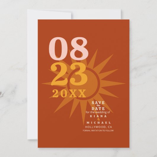 Sunshine Typografie Bruiloft Foto Baksteen ID1048 Save The Date (Voorkant)