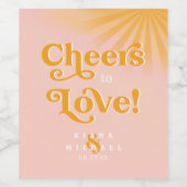 Sunshine Typografie Bruiloft Proost Roze ID1048 Wijn Etiket (Enkel label)