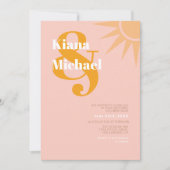 Sunshine Typografie Bruiloft Roze Peach ID1048 Kaart (Voorkant)