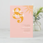 Sunshine Typografie Bruiloft Roze Peach ID1048 Kaart (Staand voorkant)