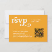 Sunshine Typografie QR Code Marigold ID1048 RSVP Kaartje (Voorkant)