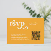 Sunshine Typografie QR Code Marigold ID1048 RSVP Kaartje (Staand voorkant)