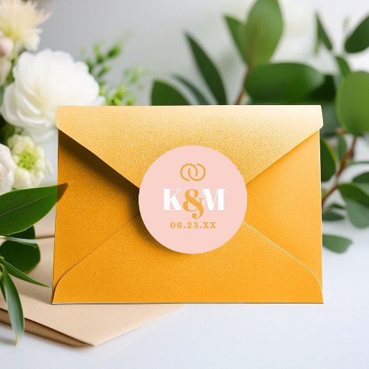 Sunshine Typografie trouwringen roze ID1048 Ronde Sticker